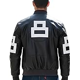Litswear 8 Pool Bomber Jacket- Faux Leather Seinfeld David Puddy Eight ball Lettermen Jacket - 90's Bomber Jacket