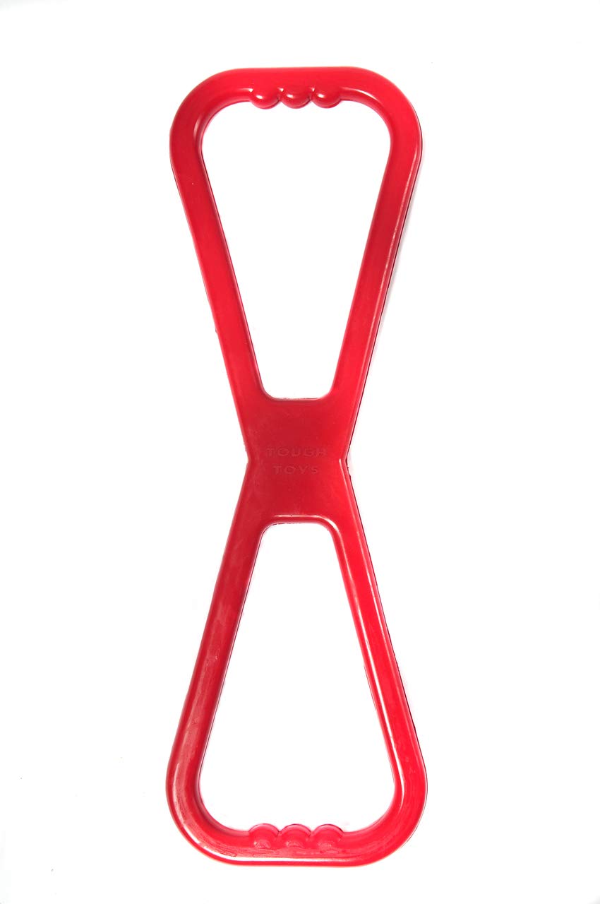 Happy Pet Rubber Tug O War Dog Toy in Red Strong Fun Interactive Chewing Outdoor Playing Catch Fetch Lightweight Tugging Pulling for All Breeds 16.5"