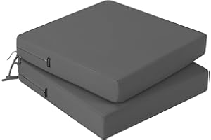 idee-home Outdoor Chair Cushions Set of 2, Outdoor Seat Cushions 19x19 Waterproof, Patio Chair Cushion Color Fastness with Ties Patio Furniture Garden Sofa Couch Pads