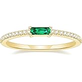 TIGRADE Emerald Cut Anniversary Ring Baguette Eternity Ring CZ Minimal Dainty Stacking Ring for Her Women Size 4-11