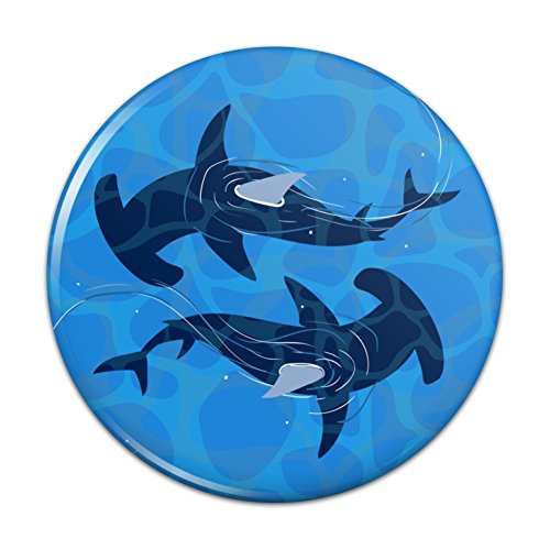 Hammerhead Sharks Swimming in the Ocean Pinback Button Pin Badge - 1