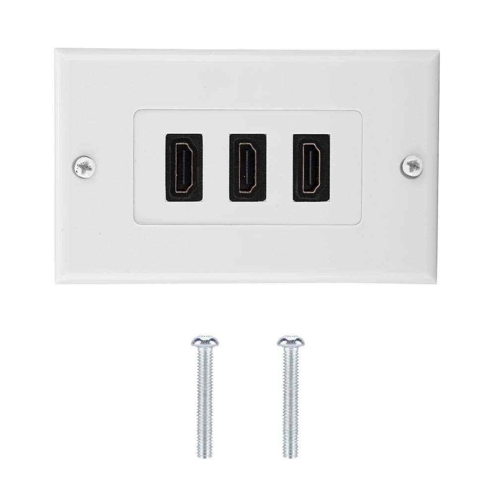 HDMI Wall Plate, 3-port HDMI HD Video Panel Socket USB Hub Adapter Wall Socket Stuitable for Engineering Wiring