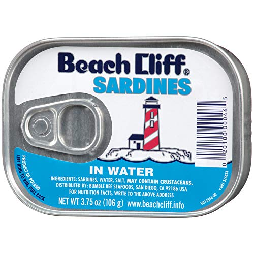 BEACH CLIFF Sardines in Water, Wild Caught, High Protein Food, Keto Food and Snacks, Gluten Free
