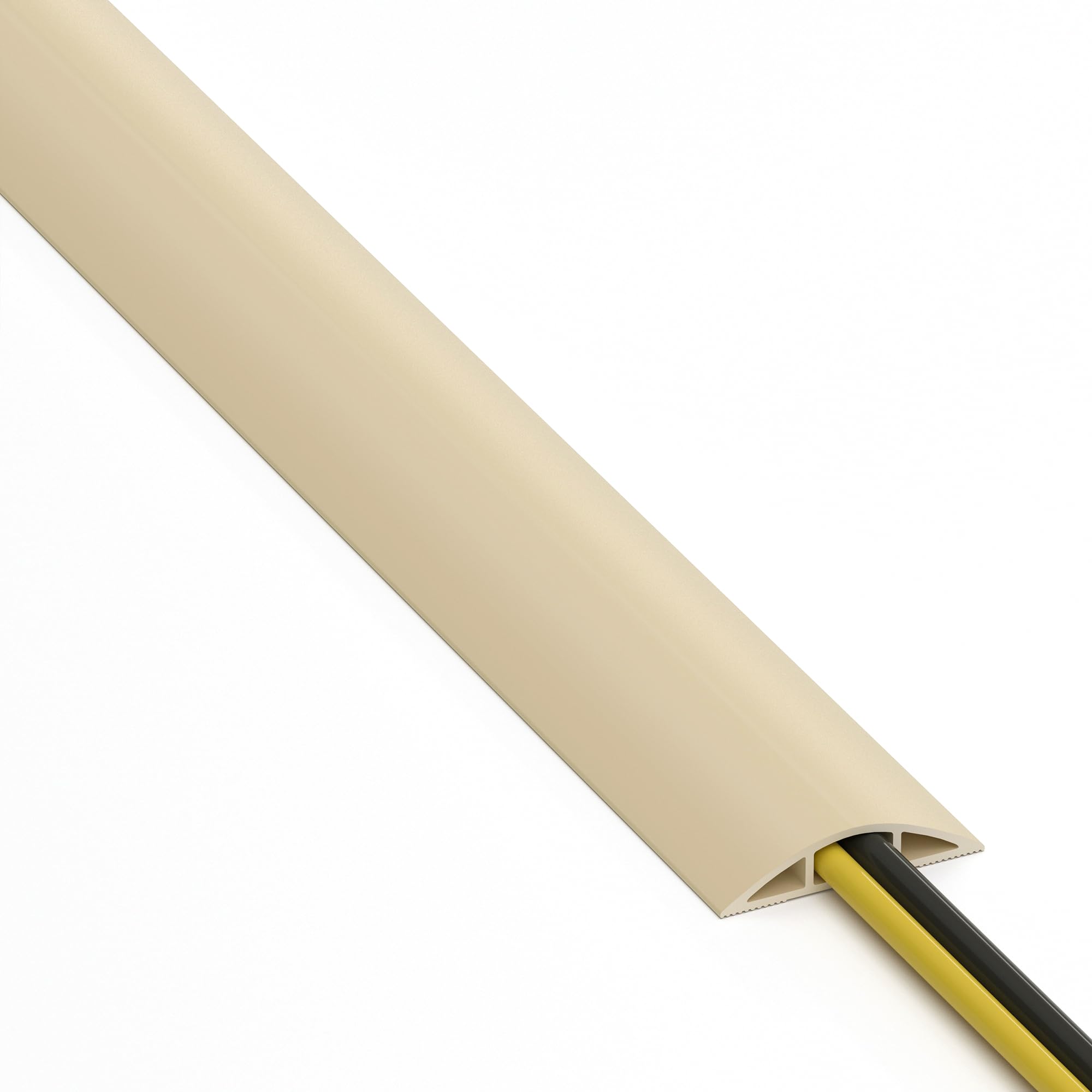 Photo 1 of ZhiYo 6ft Cord Hider Floor, Soft PVC Cord Covers for Wires on Floor, Wire Cover to Hide Extension Cords, Cable Cover Protect Cords & Prevent Trips, Cable Cavity: W0.6in x H0.32in, Ivory
