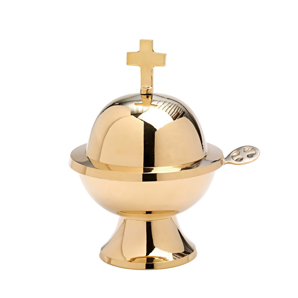NKlaus Shiplap with Cross Spoon Storage Incense Burner Brass gold Deco 7560