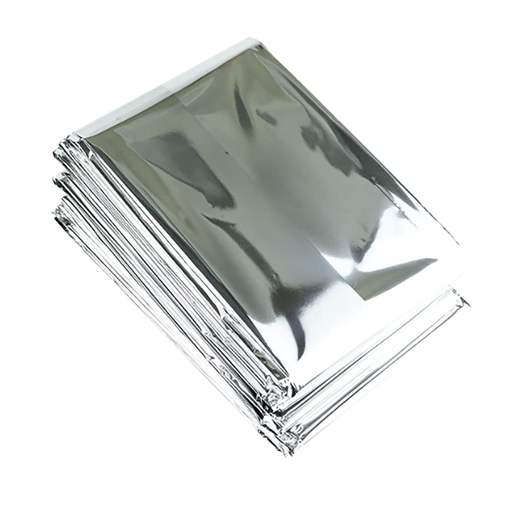 ANCLLO 4 Pack Emergency Mylar Thermal Blankets - Designed for Outdoors Hiking Survival Marathons or First Aid (Silver Color)