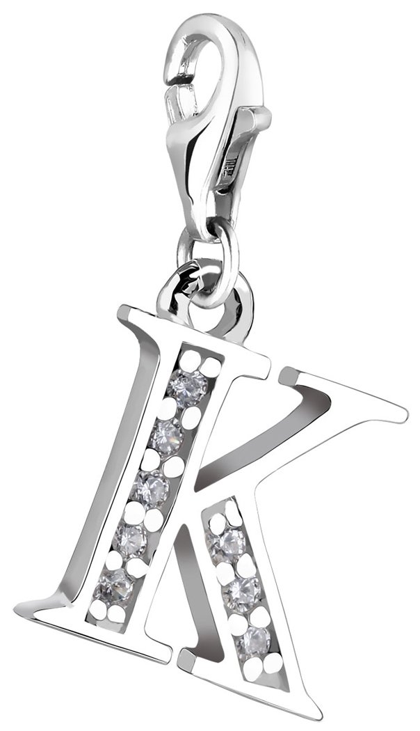 Nenalina Charm Letter K Pendant in 925 Sterling Silver for All Standard Charm Carriers - 712711-019