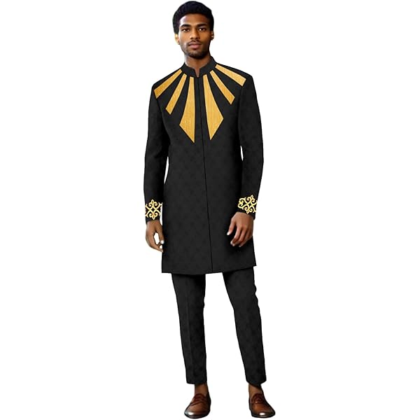 African Men Set Traditional Outfits Embroidery Shirt Pants 2 Piece Set  Bazin Riche Formal Attire Wedding Small Black at Amazon Men's Clothing store