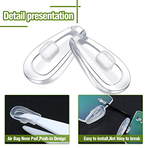 Pushin Eyeglass Nose Pads Set, 12 Pairs 15mm Soft Silicone Air Chamber