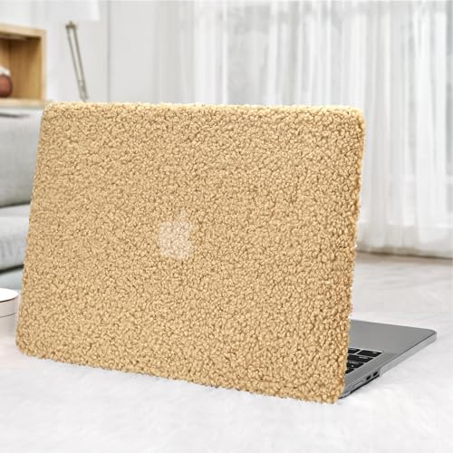 Photo 1 of Ksriylm Compatible with New MacBook Air 13.6 inch Case 2022 Release A2681 M2 Chip with Liquid Retina Display Touch ID,Fluffy Fuzzy Plush Downy Plastic Hard Shell Case with Keyboard Cover,Brown