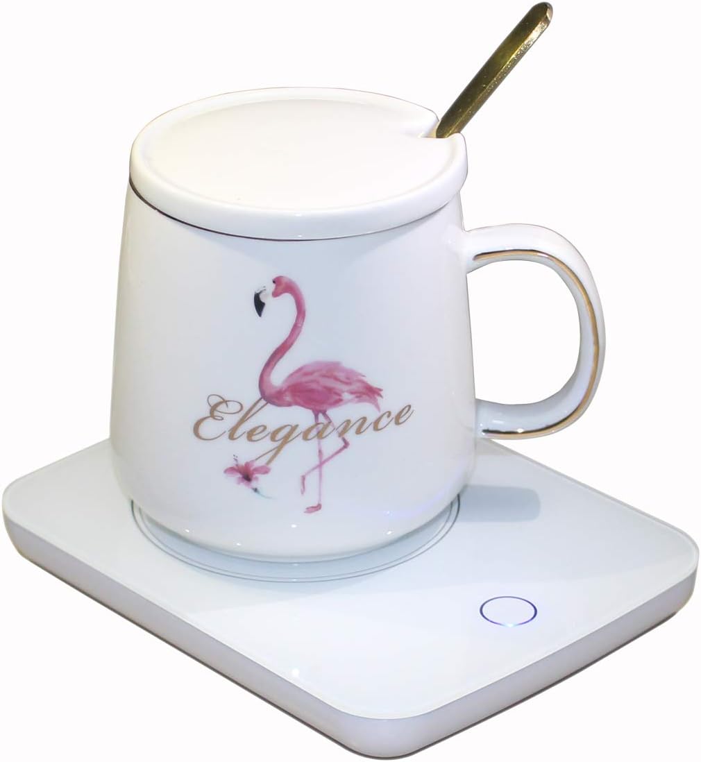 Mug Warmer for coffee,Tea,Water,Cocoa,Soup or Milk, Cup Beverage Warmer for Office, Home or Shop Use, Desktop Mug Warmer with Three Temperature Settings Auto shut off after 4 hours (White)