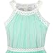 LK36 Girls Dress Turquoise Butterfly Embroidered Halter Dress Party Size 12