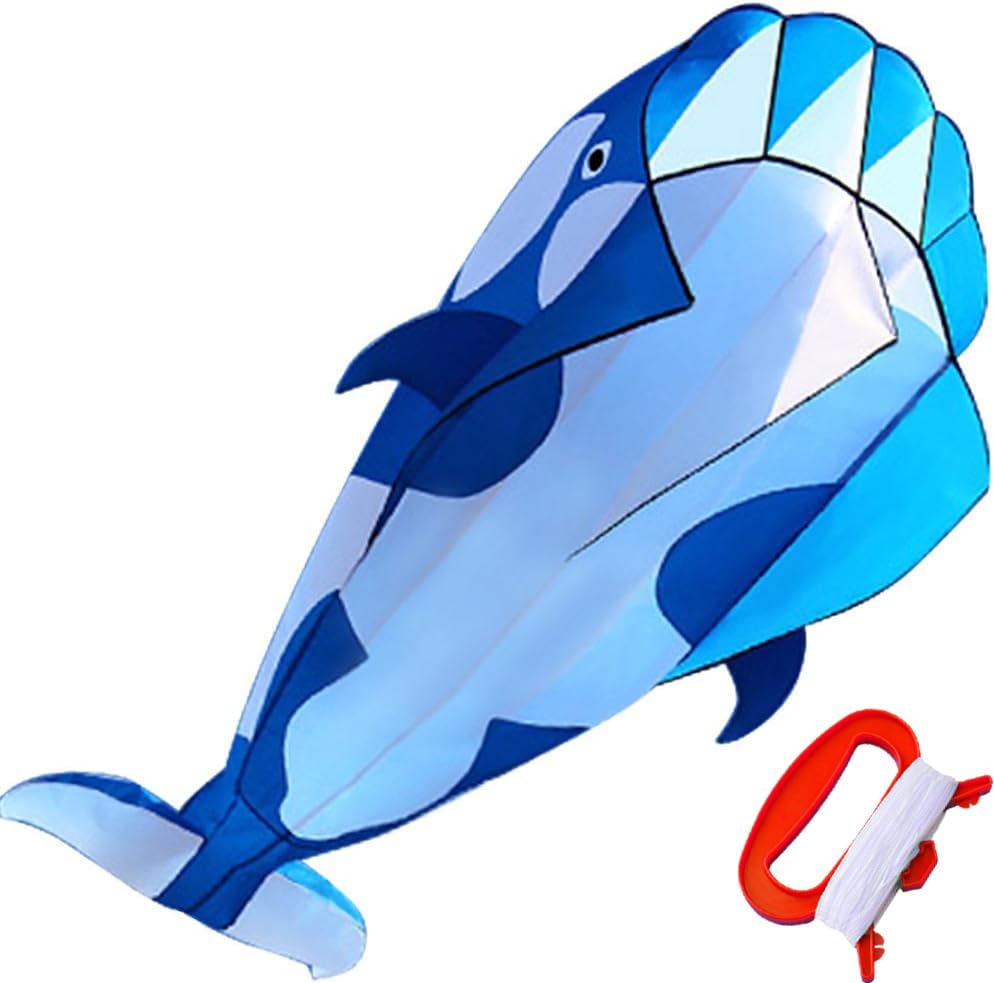 Hengda KITE-3D Kite Huge Frameless Soft Parafoil Giant Dark Blue Dolphin Breeze Kite