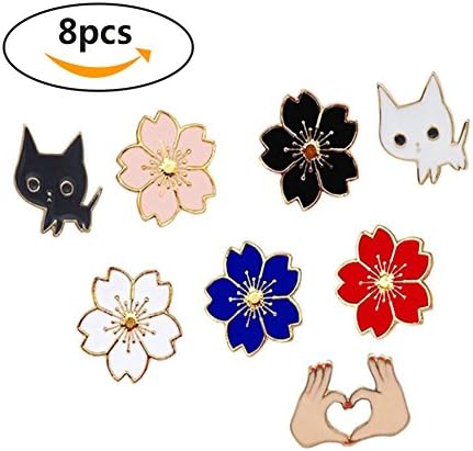 Lapel Pins Enamel Flower Set Creative Brooches Lapel Pins Badge for Clothing Bags Decor 8 Pcs