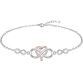 Infinity Anklet Heart Infinity Ankle Bracelets for Women Sterling Silver Endless Love Jewelry for Mothers Day