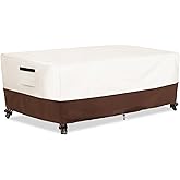 Exokugo Outdoor Coffee Table Cover Waterproof - 600D Heavy Duty Outdoor Tables Cover,Patio Rectangular Side Table Covers,UV & Weather Resistant(24" Dx36 Lx16 H,Beige&Brown)
