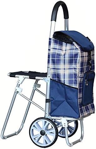 Leemy-li Shopping Cart Seat Grocery Foldable Durable Trolley Dolly (Lattice style) Bearing 40 kg , blue