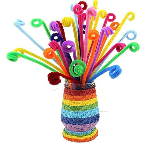 WXLAA 100pcs DIY Chenille Stems Pipe Twist Rods Cleaners Kids DIT Craft Toys Grey - Thumbnail 6