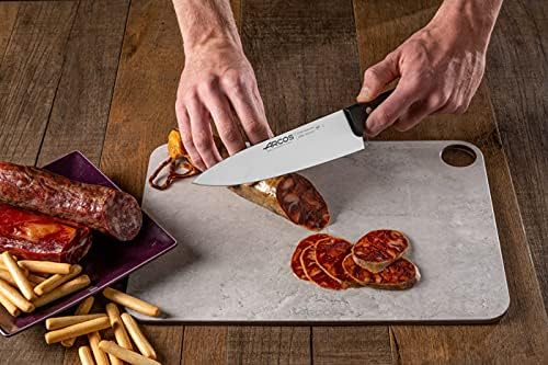 Küchenmesser aus Edelstahl mit Klinge von 200 mm - Chefmesser für Fleisch, Fisch, Geflügel, Obst und Gemüse - Ergonomischer Griff aus Polyoxymethylen, Serie Universal, Farbe Schwarz