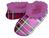 Snoozies Womens Plaids and Stripes Fur Plush Fleece Lined Footcoverings