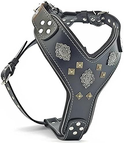 BestiaAztec Black Chest Plate Harness. 2 Tone Rivet Decorations. Zipper Decoration. Foam and Leather Padding Handmade in Europe.