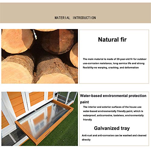 JHKGY Großer Tannenholz Hühnerstall Rabbit Hutch,Hühnerstall Hen Ark House Geflügel Run Nistkasten Rabbit Hutch - Mit… – Bild 5