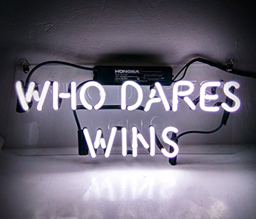 'Who Dares Wins' Cool Neon Signs Room Decor for Bedroom Girls Teens Boys Beer Bar Pub Hotel Beach Cocktail Recreational Game Room 14" x 6"