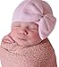 Melondipity Newborn Baby Hat with Bow - Baby Beanie Head Wraps for Girls - Soft Knitted & Cute Fall Winter Hospital Caps for Infants Pink Baby Girl Hat