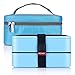 ME.FAN Leakproof Bento Lunch Box With Insulated Bag And Cutlery, All-in-one Stackable Food Container 42oz/1200ml - Light Blue