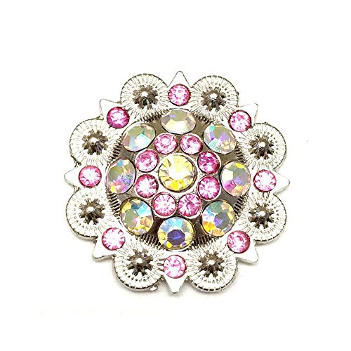 Berry Conchos with Screws Metal Flower Rhinestone Conchos 12 Pieces (Color2)