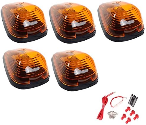 AEagle 5 Pcs Cab Marker 9 Amber LED Lights for 1999-2016 Ford F/E Series (Amber)