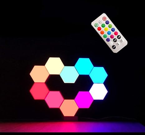 w king inteligente de luz led de empalme la lampara de pared hexagonal paneles rgb un brillante del estado de animo de iluminacion con control