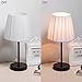 Lanros Nylon Shade Small Table Lamp with Crystal Pull Chain Switch and Metal Lamp Base, Simple Style Night Stand Lamps and Modern Bedside Light for Girls Bedrooms,Living Room, Hotel