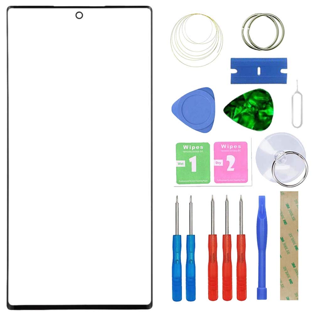 MovTEK Screen Replacement Front Glass Repair Kit Genuine for Samsung Galaxy Note 10 4G/5G N970F (No Touch and LCD Display) with Separation Tool and 3M adhesive Black