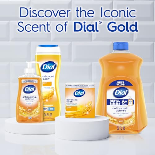 DIAL ANTIBACTERIAL DEODORANT BAR SOAP, ADVANCED CLEAN GOLD, 4 OZ, 8 BARS, ROUND THE CLOCK ODOR PROTECTION, DERMATOLOGIST TESTED, WITH CLEAN RINSE TECHNOLOGY