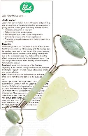 Royal Jade Roller and Gua Sha Stone SET for Face. Powerful Natural Anti-Aging, Removes Wrinkles &amp; Fine Lines. Treats Muscle Pain, Breaks Down Scar Tissue, Reduces Inflammation. BY Kouly Organics