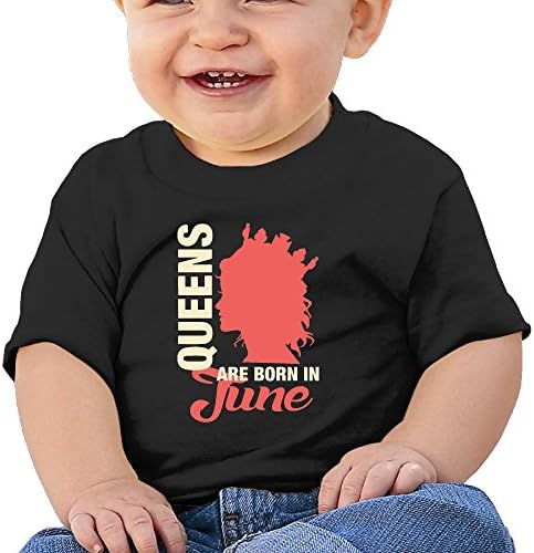 Queens Are Born In June Toddler Short Sleeve Black T-shirt Tee 12 Months