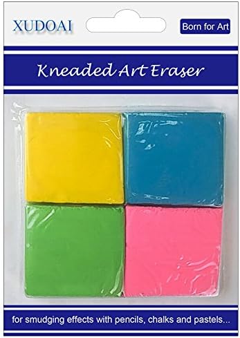 4pcs Art Kneaded Eraser, Yanyi Soft Durable Sketch Putty Rubber, Kneadable Artist Rubber Eraser Set (Yellow, Green, Pink, Blue)