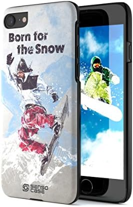 SENSOCASE Designer iPhone 7/8 Cases – Born to Snowboard Cases for iPhone 7/8 – Effective Protection – Slim, Sleek &amp; Lightweight – Perfect Fit – Anti Scratch &amp; Smudge – with 9H Tempered Glass