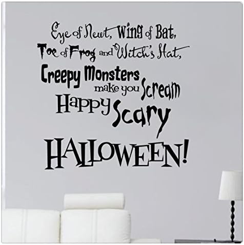 24" Halloween Eye Of Newt Wing Bat Witch's Hat Creepy Monsters Scream Scary Wall Decal Sticker Party