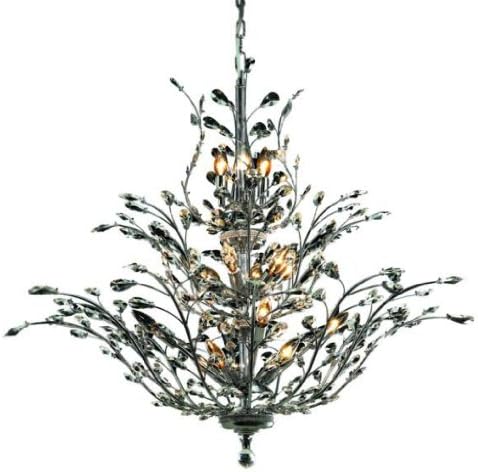 Elegant Lighting 2011G41C/RC Orchid 34-Inch High 18-Light Chandelier, Chrome Finish with Crystal (Clear) Royal Cut RC Crystal