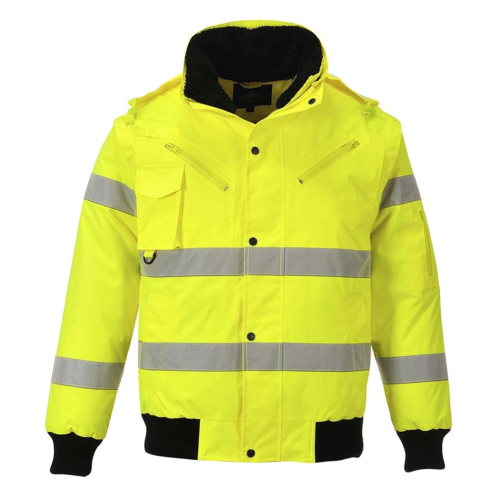 Portwest Hi-Vis 3-in-1 Bomber Jacket, Size: L, Colour: Yellow, C467YERL