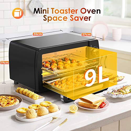 Hosome Toaster Oven, 4 Slice Toaster Oven with Wire Rack and Tray