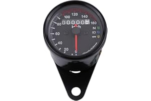 Motorcycle Odometer, 12V KMH Universal Stainless Steel LED Backlight Motorcycle Odometer Speedometer Gauge, Single Indicator 