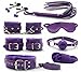 New 9 Pcs Premium PU Leather Women Sexy Night Mask Costume Kits Purple
