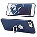iPhone 8 Plus Case with Ring, WXY Anti-Slip Carbon Fiber Grain Magnetic Chuck Case for Apple iPhone 7 Plus Silicone Compatible with Magnetic Car Mount Stand Dark Blue