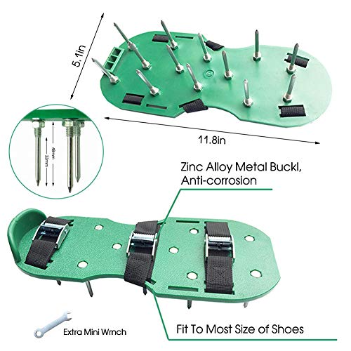 shsyue Lawn Aerator Shoes, 4 Adjustable Straps Universal Size ，4 Aluminum Alloy Buckles Spiked Aerating Lawn Sandals, 26 Nails for Aerating Your Lawn or Yard - Thumbnail 4