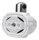 Bluetooth Marine Wakeboard Tower Speaker - 6x9 Inch 1200 Watt Four Way Audio Water Resistant Boat Sound System - in a Heavy Duty ABS Enclosure - Lanzar AQAWBS69WT (White)