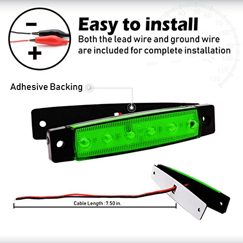 image for Meerkatt (Pack of 20) 3.8 Inch Green 6 LED Mini Side Clearance Marker 