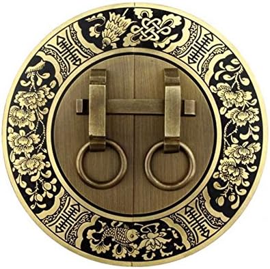 Door lock,Chinese handle Ming and qing handle Antique door handle Copper accessories cabinet wardrobe shoe cabinet door knob round handle Cabinet face plate-A